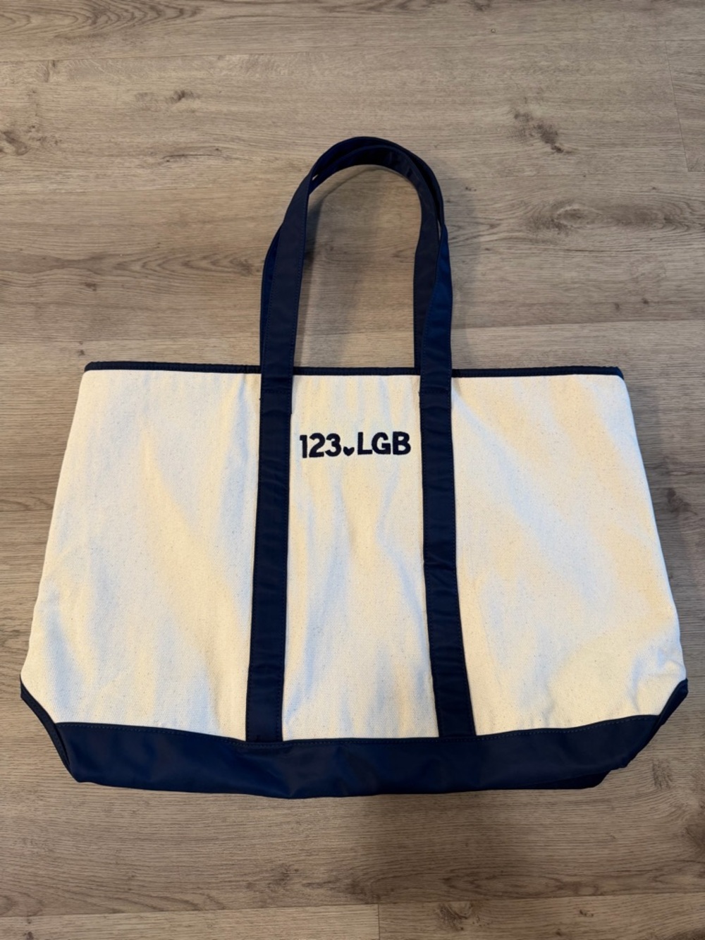 Stoney Clover Lane Large Canvas Sapphire Tote Bag, 123 LGB embroidered